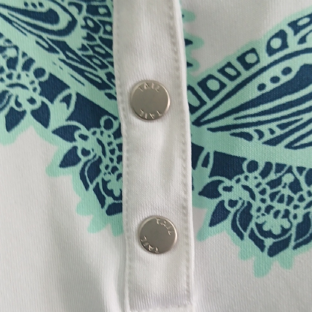Tail Women's Sleeveless Polo Top - White and Blue - Picture 5 of 6